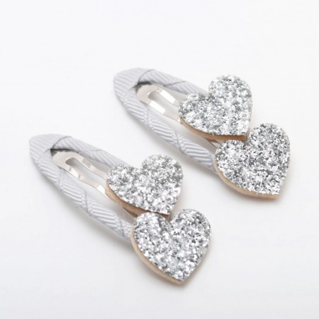 silber Glitzer Herz Haarspangen