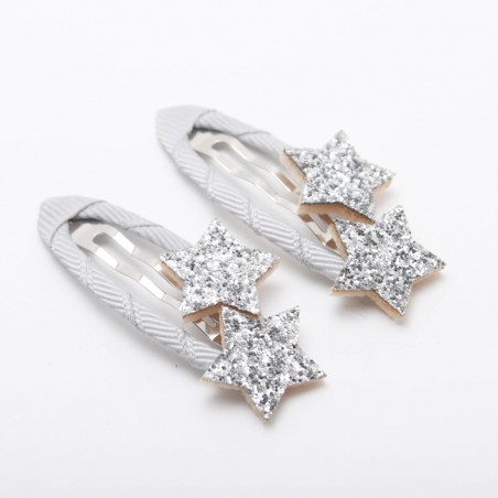 barrettes étoiles paillettes argenté