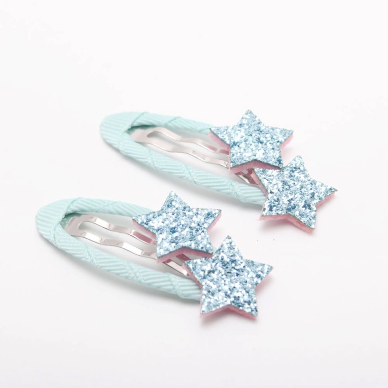 hellblau Glitzer Sterne Haarspangen
