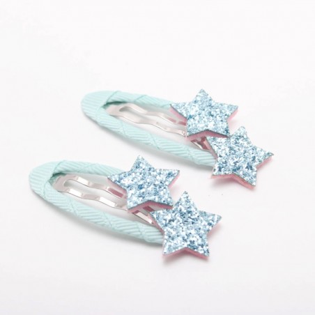 hellblau Glitzer Sterne Haarspangen