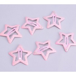 barrettes étoile glitter rose clair