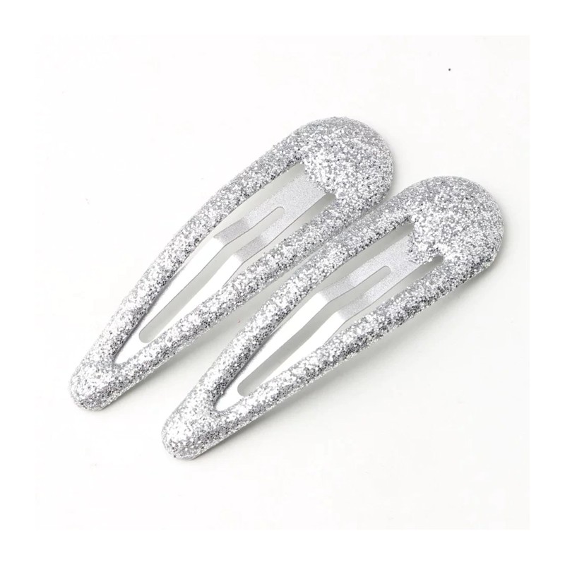barrettes cheveux glitter argent