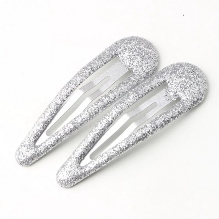 barrettes cheveux glitter argent