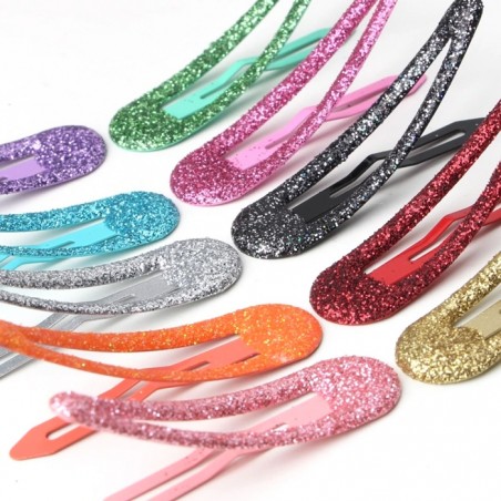 barrettes cheveux glitter argent