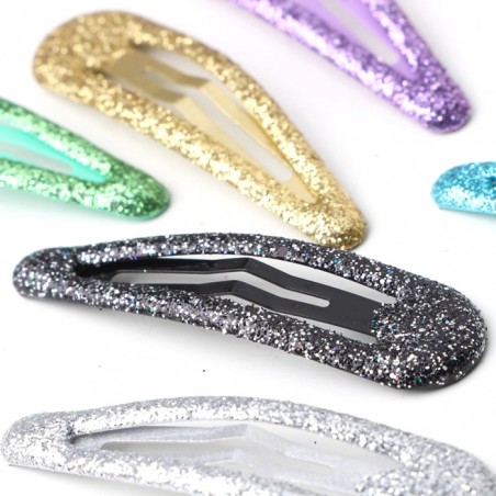 barrettes cheveux glitter noir