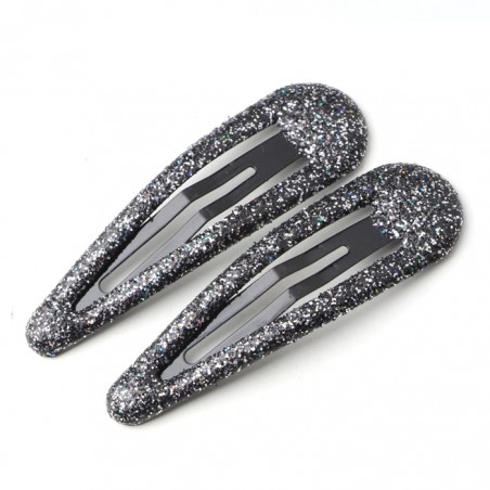 barrettes cheveux glitter noir