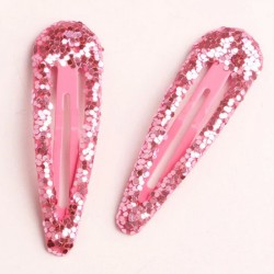 rosa 3D-glitter Haarspangen