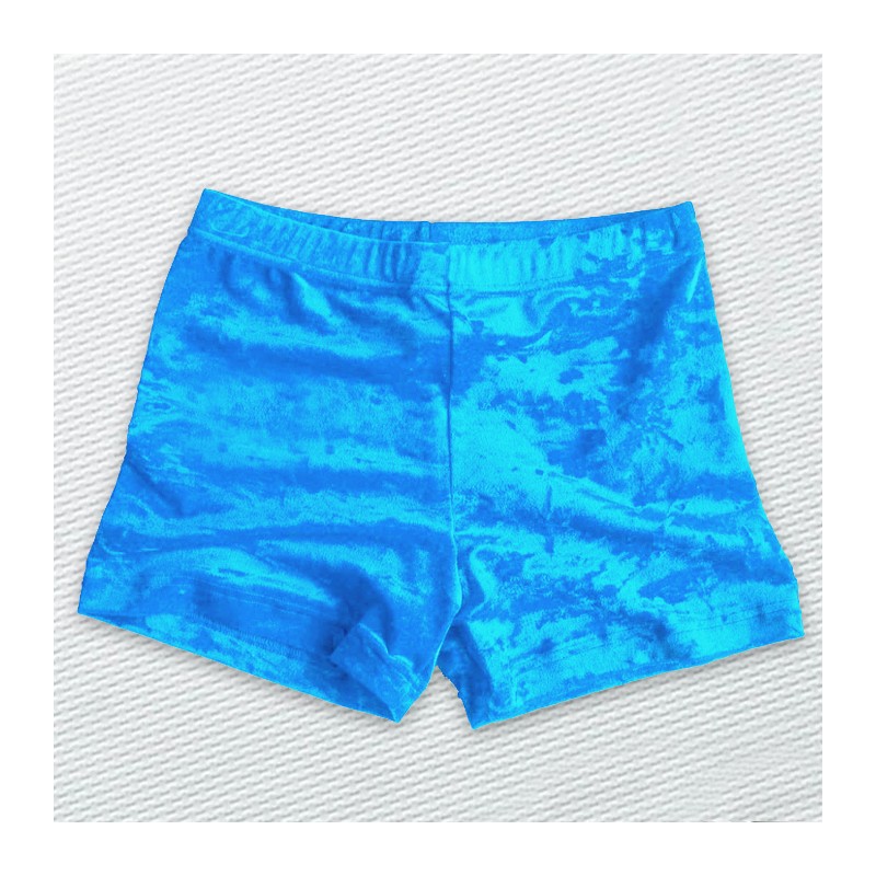short velours froissé turquoise