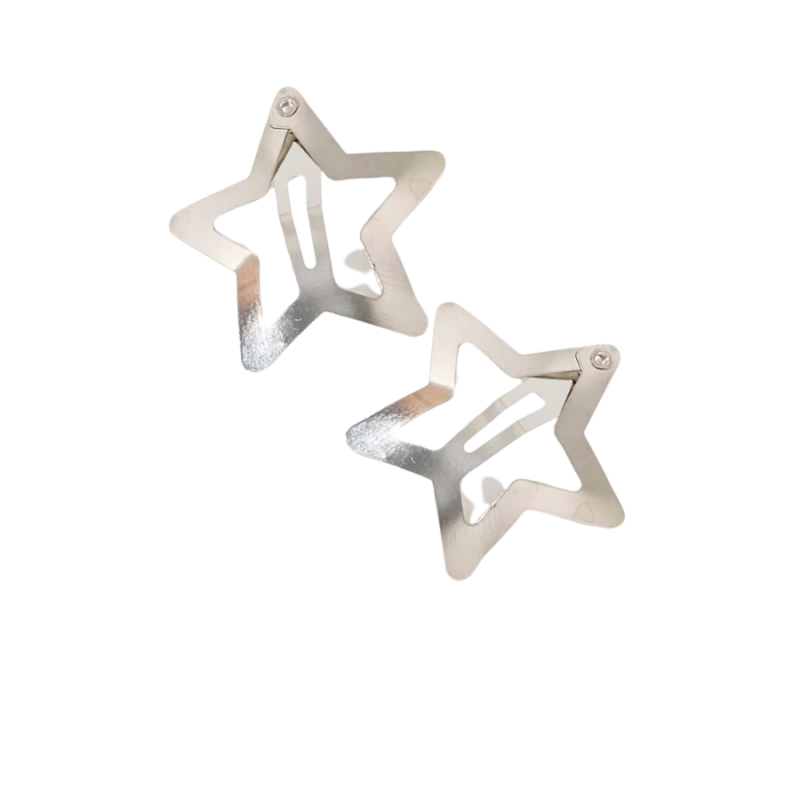 Barrette duo étoiles argenté